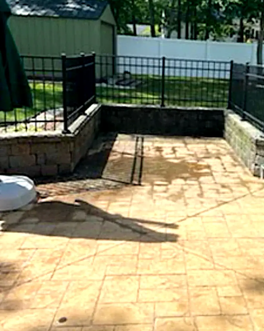 After: the same patio with the hot tub gone